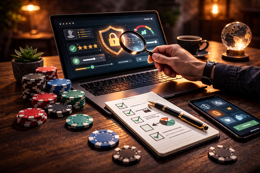 Ordinateur avec interface de sécurité, cadenas et checklist — évaluation de plateforme